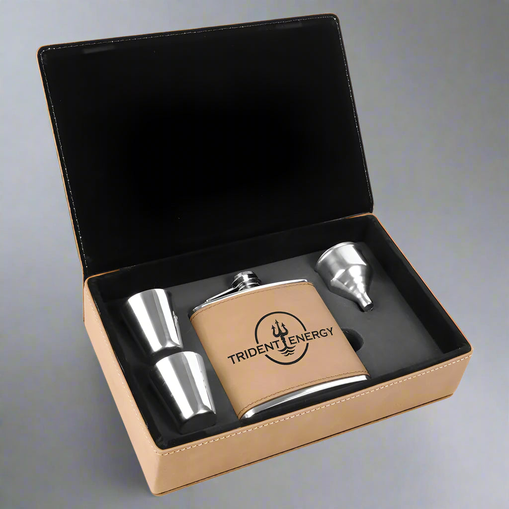 6 oz. Leatherette Flask Gift Set