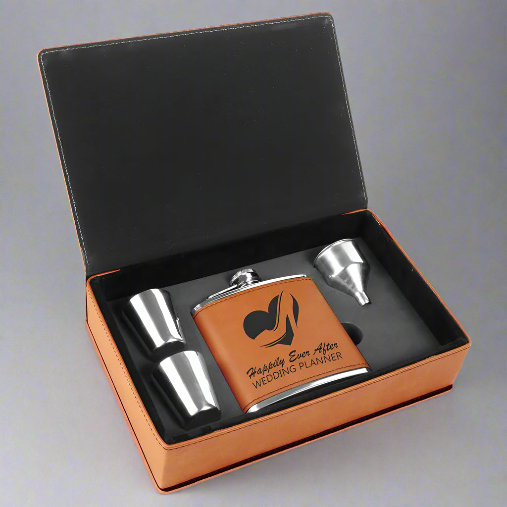 6 oz. Leatherette Flask Gift Set
