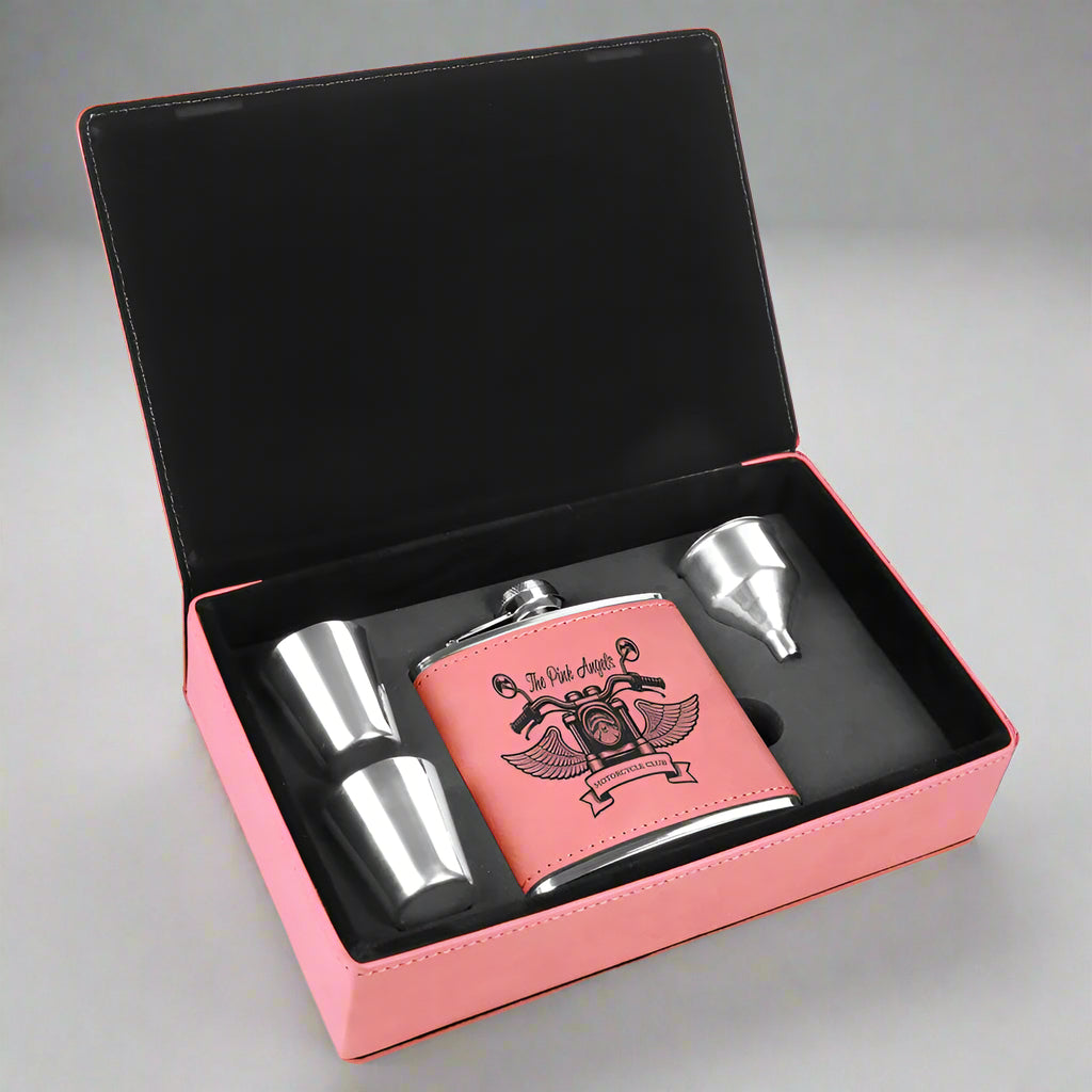 6 oz. Leatherette Flask Gift Set