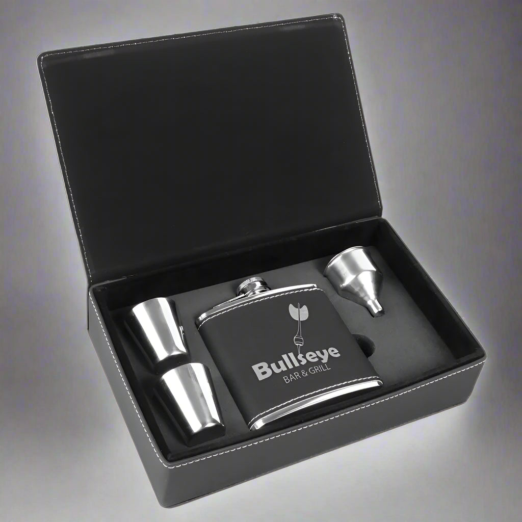 6 oz. Leatherette Flask Gift Set