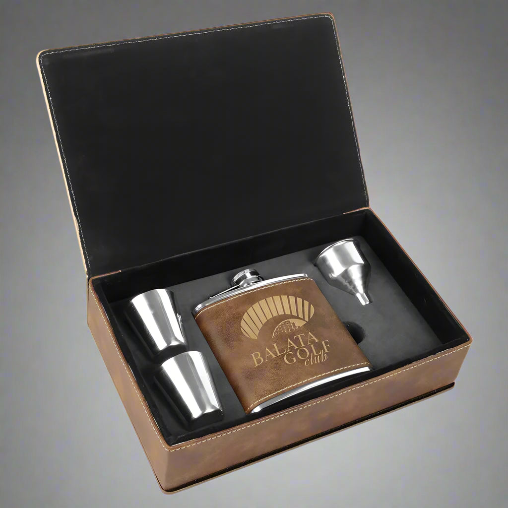 6 oz. Leatherette Flask Gift Set