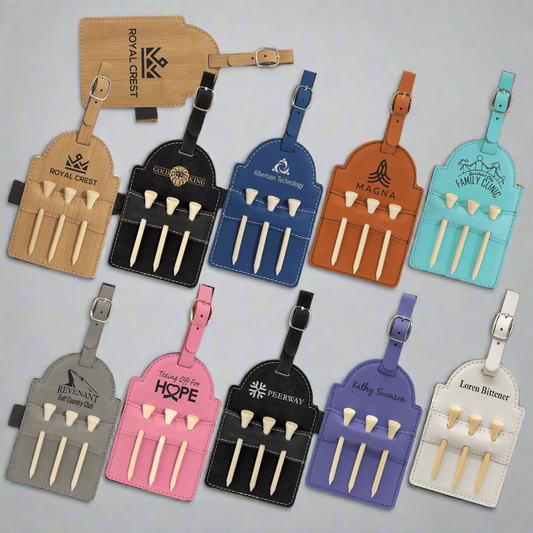 Personalized Golf Bag Tag with Tees – Custom Laser Engraved