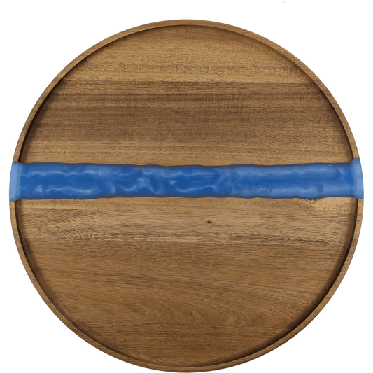 Acacia & Blue Pearl Resin Round Serving Tray – view 2
