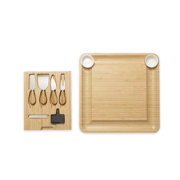 BAMBOO CHEESE BOARD WITH CUTLERY SET