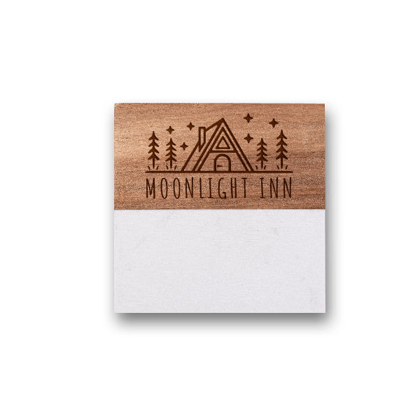 White Marble & Acacia Wood Coaster (4 Pack) 3.937" x 3.937"