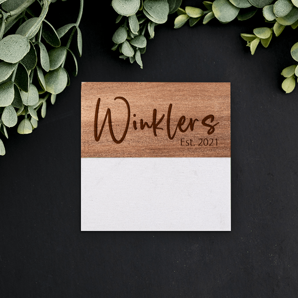 White Marble & Acacia Wood Coaster (4 Pack) 3.937" x 3.937"