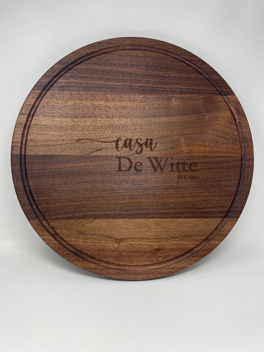 20in Round Serving Board | Black Walnut | Optional Lazy Susan Upgrade