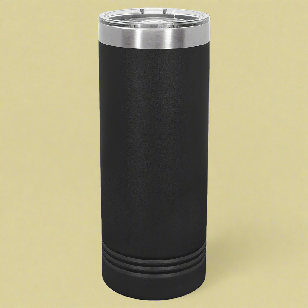 22oz Skinny Stainless Steel Tumbler in Black by Carve & Burn, Miami