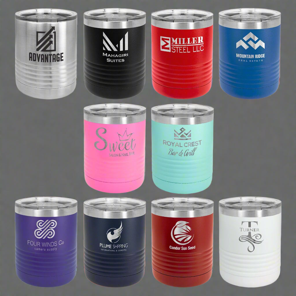 Personalized 10oz Lowball Tumblers | Custom Laser Engraved Drinkware