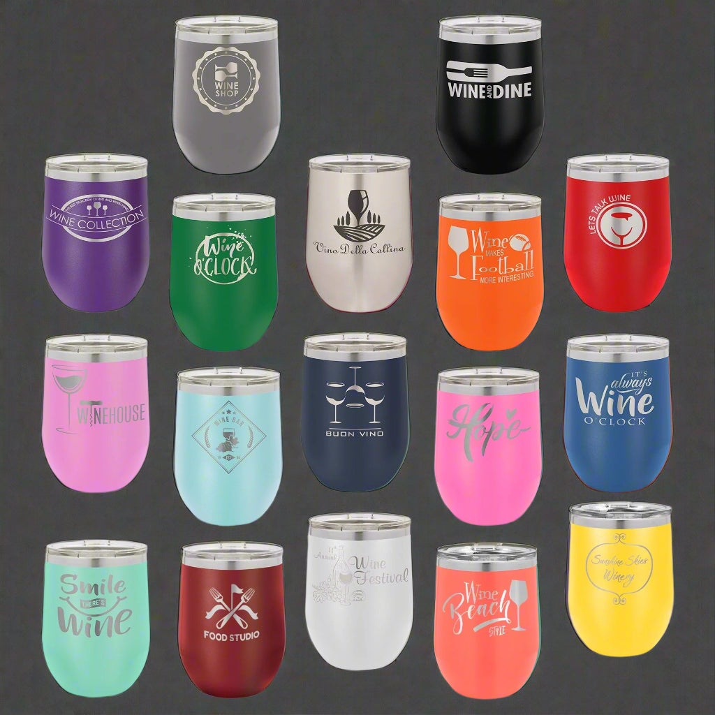 Custom 12 oz Stemless Wine Tumblers - Perfect for Gifting and Events