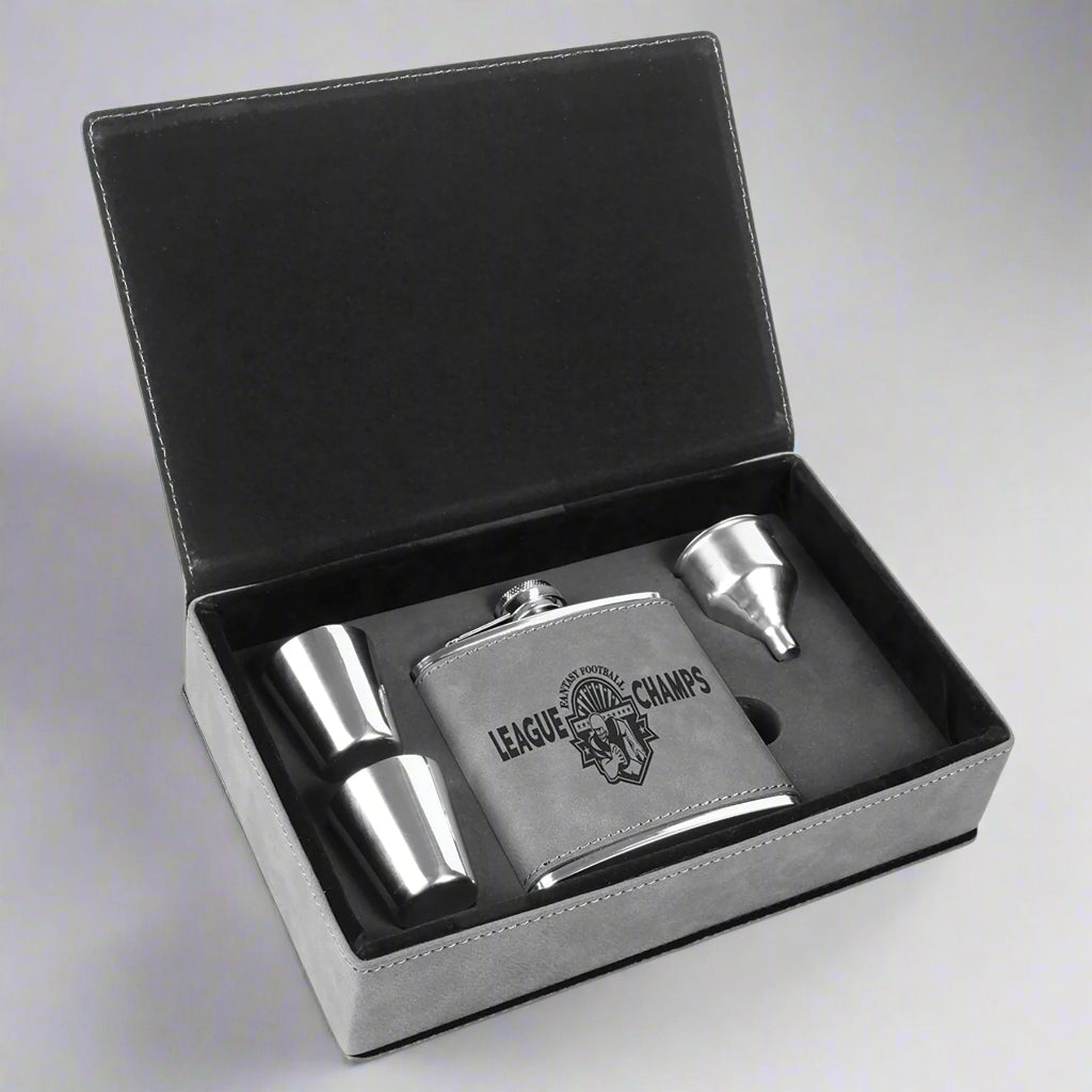 6 oz. Leatherette Flask Gift Set