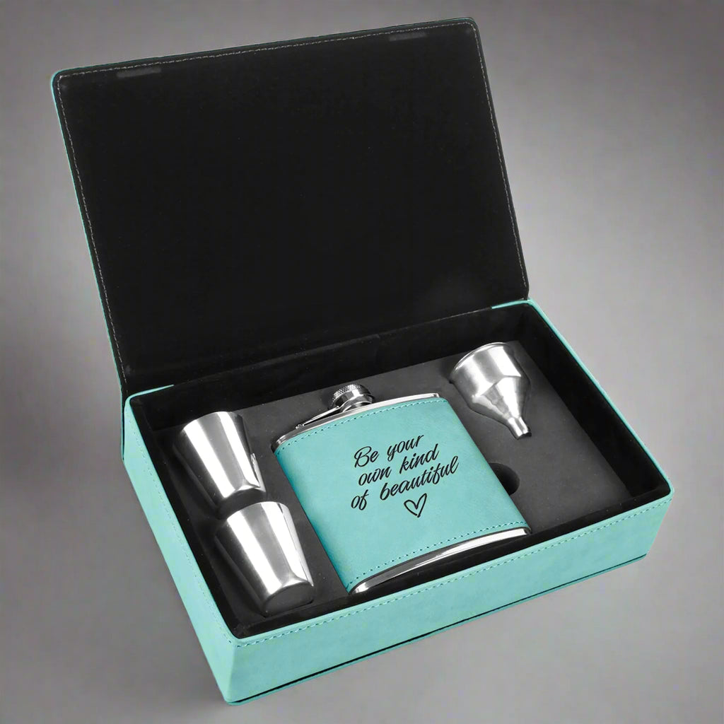 6 oz. Leatherette Flask Gift Set