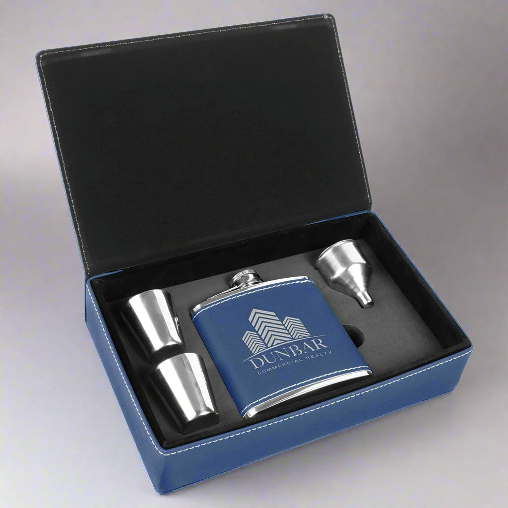 6 oz. Leatherette Flask Gift Set