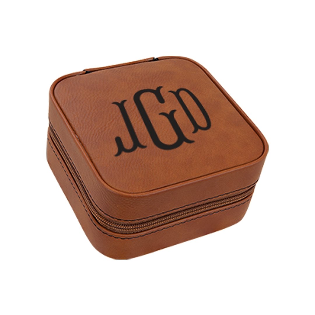 4x4 Laserable Leatherette Travel Jewelry Box | Engravable Portable Organizer