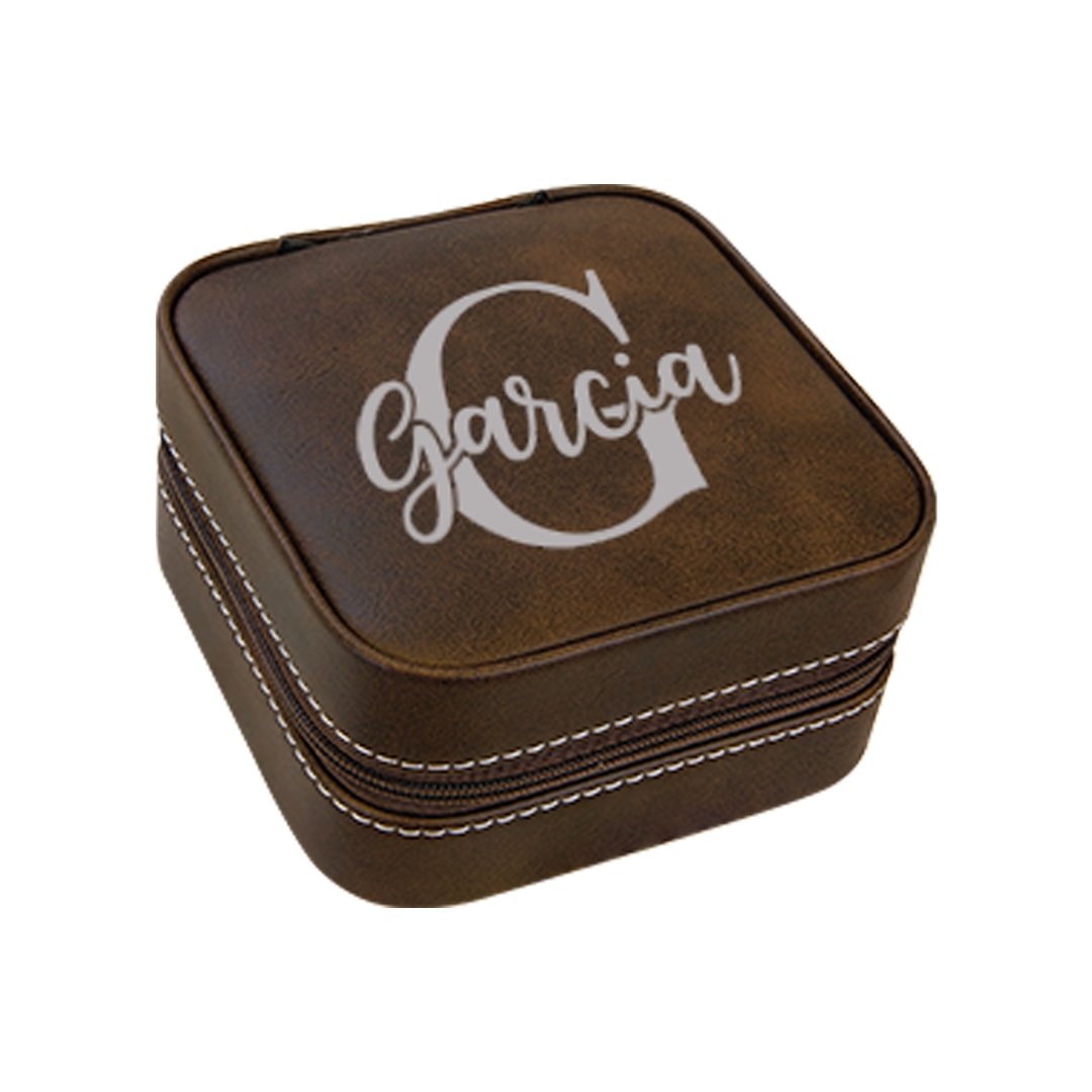 4x4 Laserable Leatherette Travel Jewelry Box | Engravable Portable Organizer