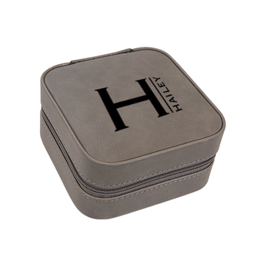 4x4 Laserable Leatherette Travel Jewelry Box | Engravable Portable Organizer