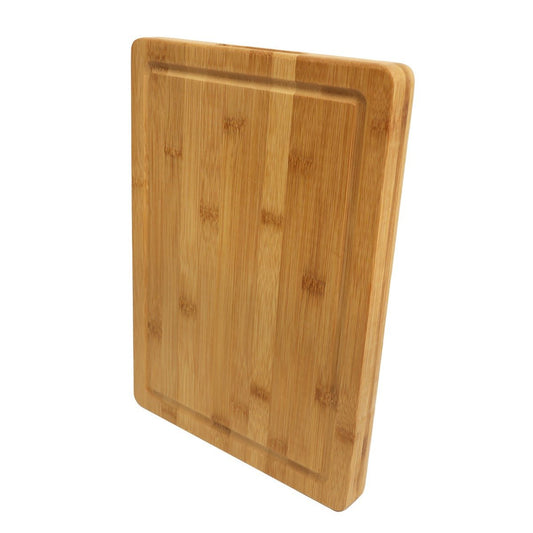 Solid bamboo cutting board with juice groove – view 2