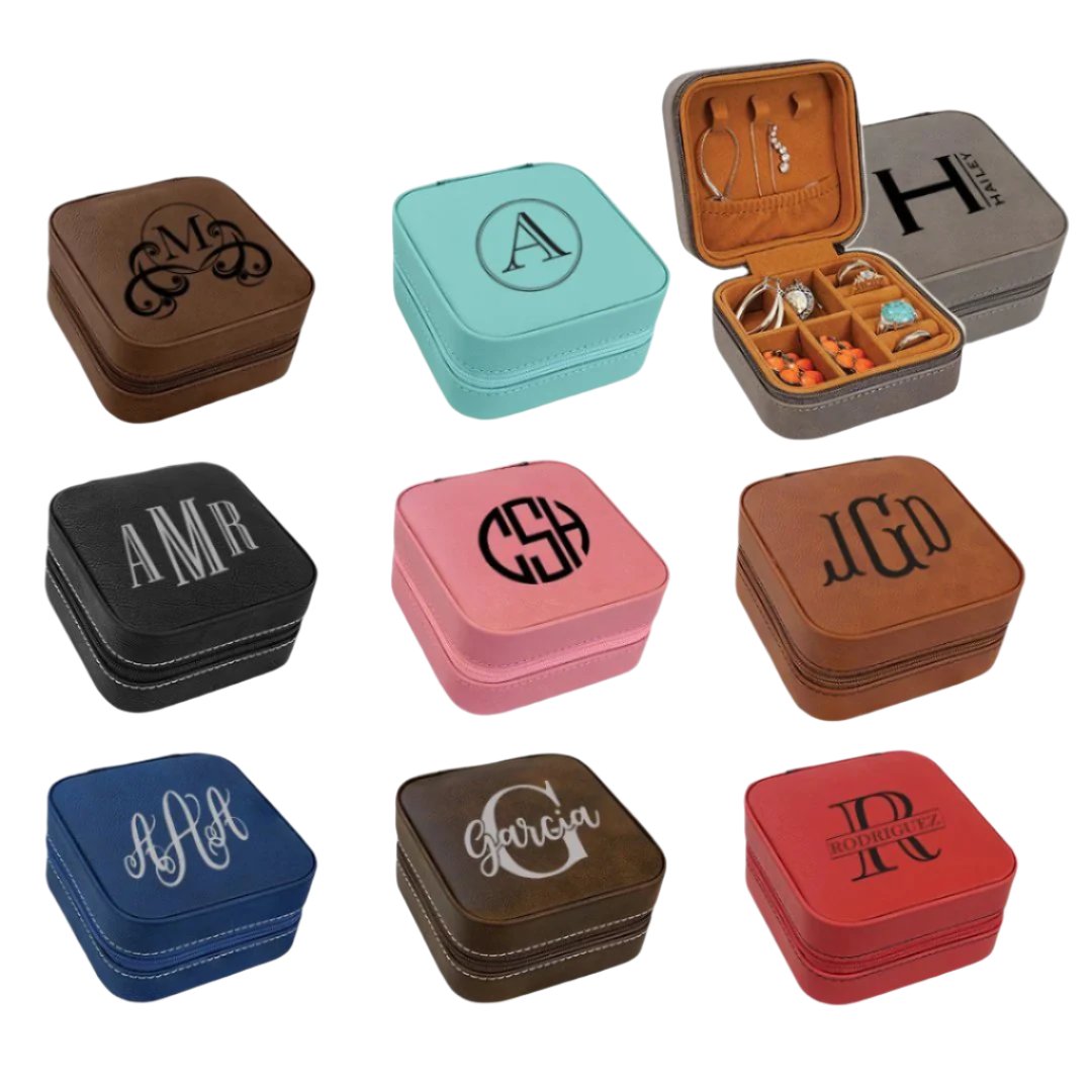 4" X 4" Laserable Leatherette Travel Jewelry Box
