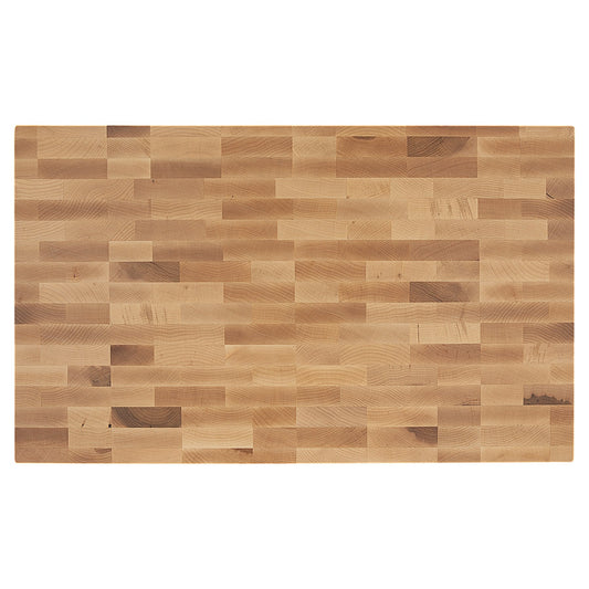Maple end-grain butcher block cutting board, top view