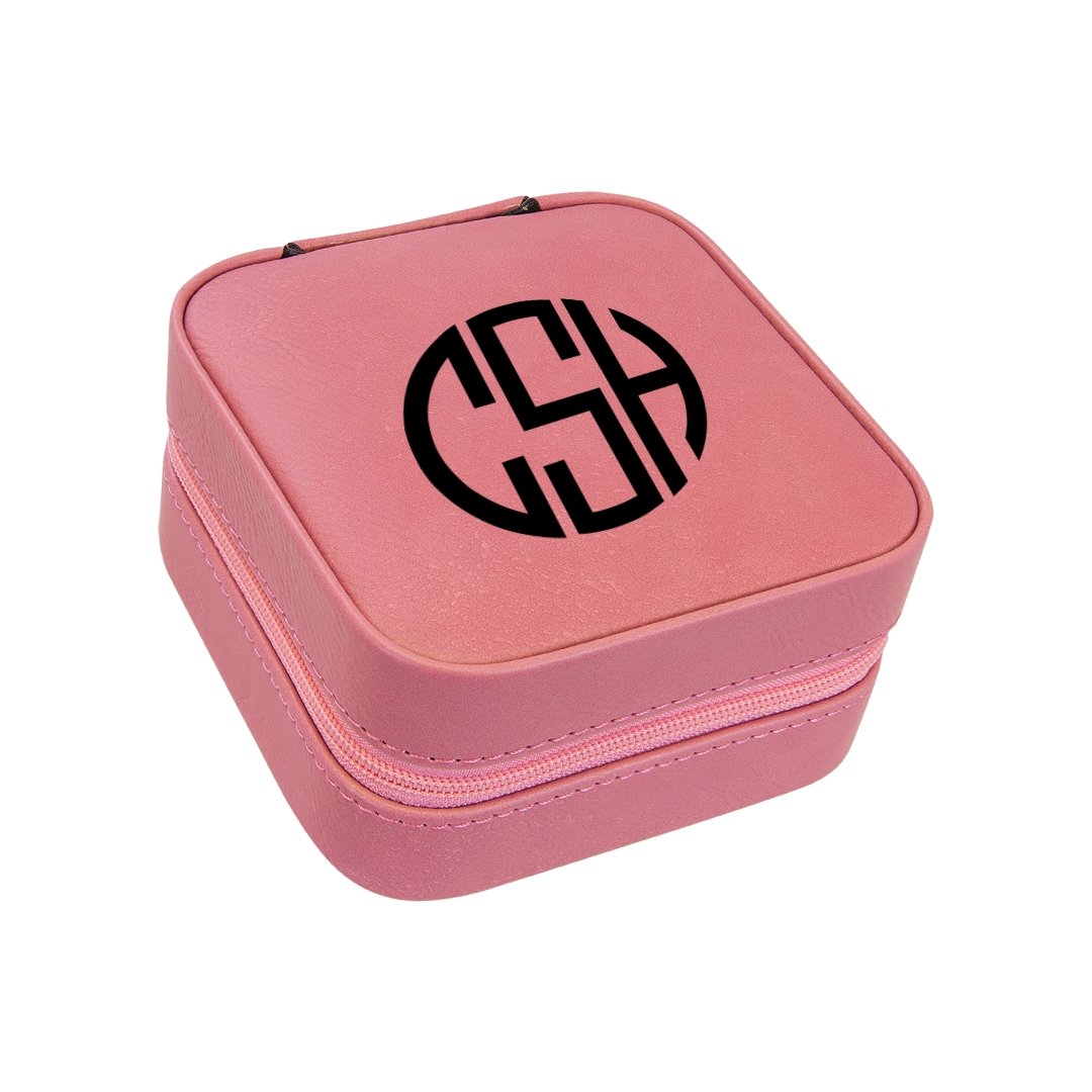 4x4 Laserable Leatherette Travel Jewelry Box | Engravable Portable Organizer
