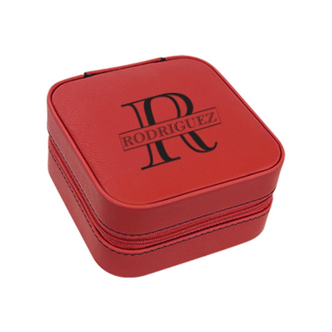 4x4 Laserable Leatherette Travel Jewelry Box | Engravable Portable Organizer