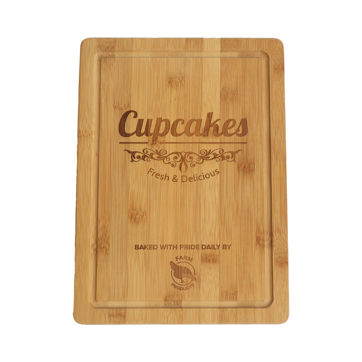 Solid bamboo cutting board with juice groove – view 6