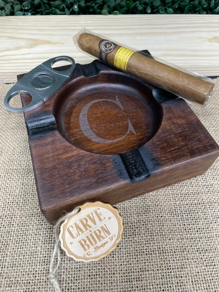 6x6 Handcrafted Black Walnut Ash Tray – Custom Engraving Included