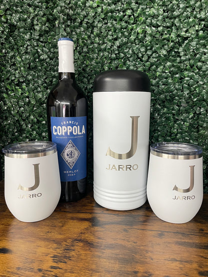 Personalized Wine Gift Set | Wine Chiller + 2 Engraved Tumblers