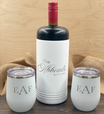 Personalized Wine Gift Set | Wine Chiller + 2 Engraved Tumblers