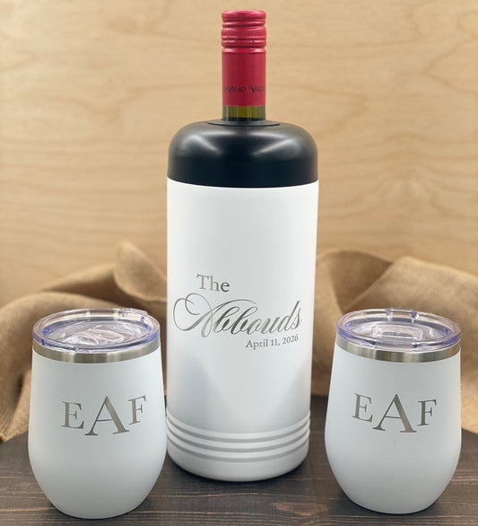 Personalized Wine Gift Set | Wine Chiller + 2 Engraved Tumblers