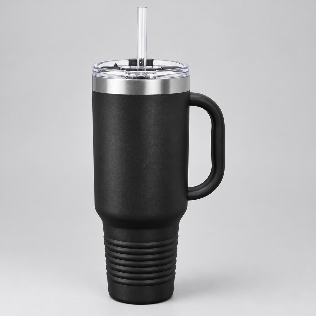 40 oz Travel Mug in Black by Carve & Burn, Miami