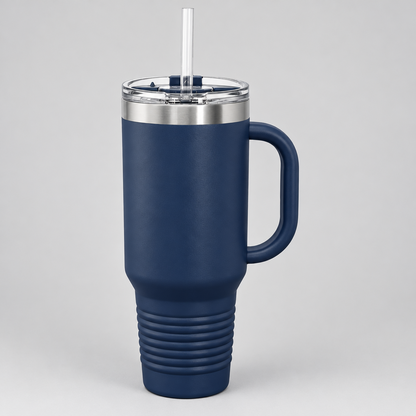 40 oz Travel Mug in Navy Blue by Carve & Burn, Miami