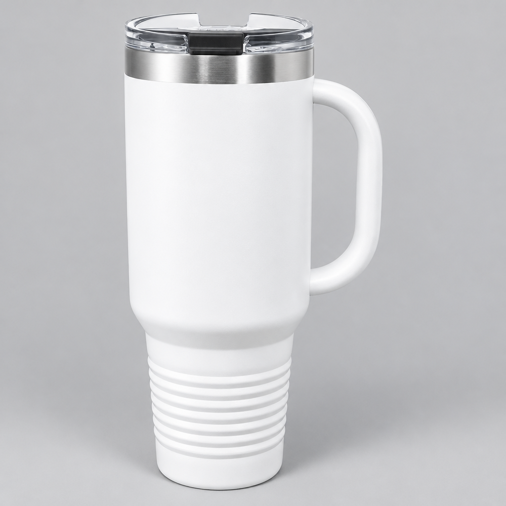 40 oz Travel Mug in White by Carve & Burn, Miami