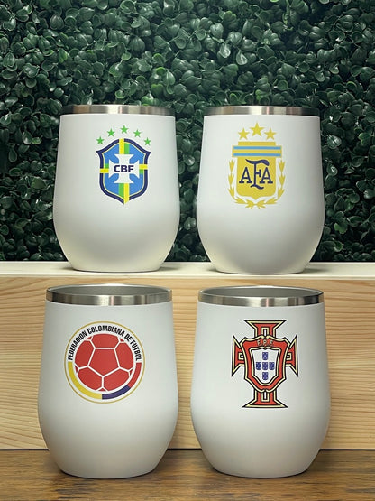 2026 World Cup Soccer Team 12oz Stemless Wine Tumbler | Personalized Fan Gifts