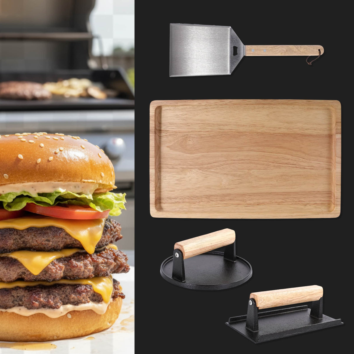 Engravable rubberwood burger board