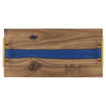 Acacia & Blue Pearl Resin Serving Tray with Gold Handles – view 3
