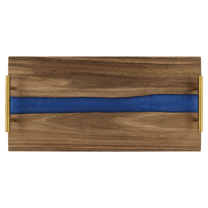 Acacia & Blue Pearl Resin Serving Tray with Gold Handles – view 4