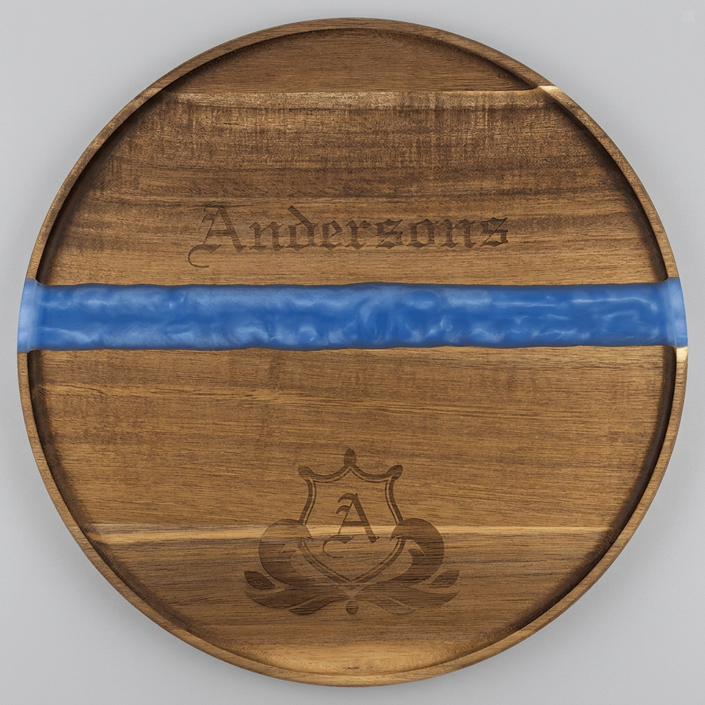 Acacia & Blue Pearl Resin Round Serving Tray