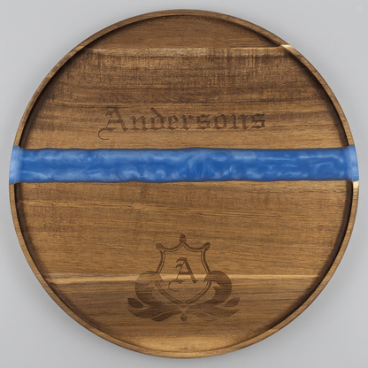 Acacia & Blue Pearl Resin Round Serving Tray