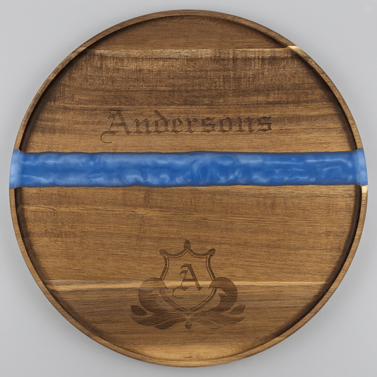 Acacia & Blue Pearl Resin Round Serving Tray