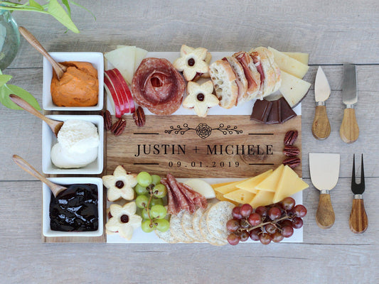 Marble Charcuterie Board Set – 11 Piece (Personalization Included)