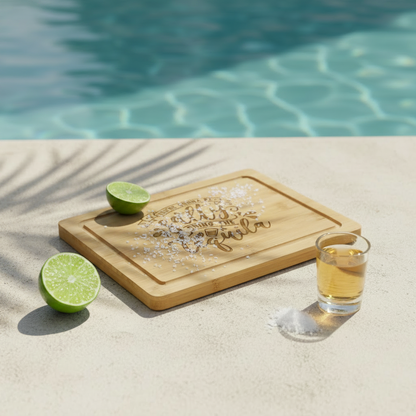 Tequila Cutting board with Lime and Salt Pool