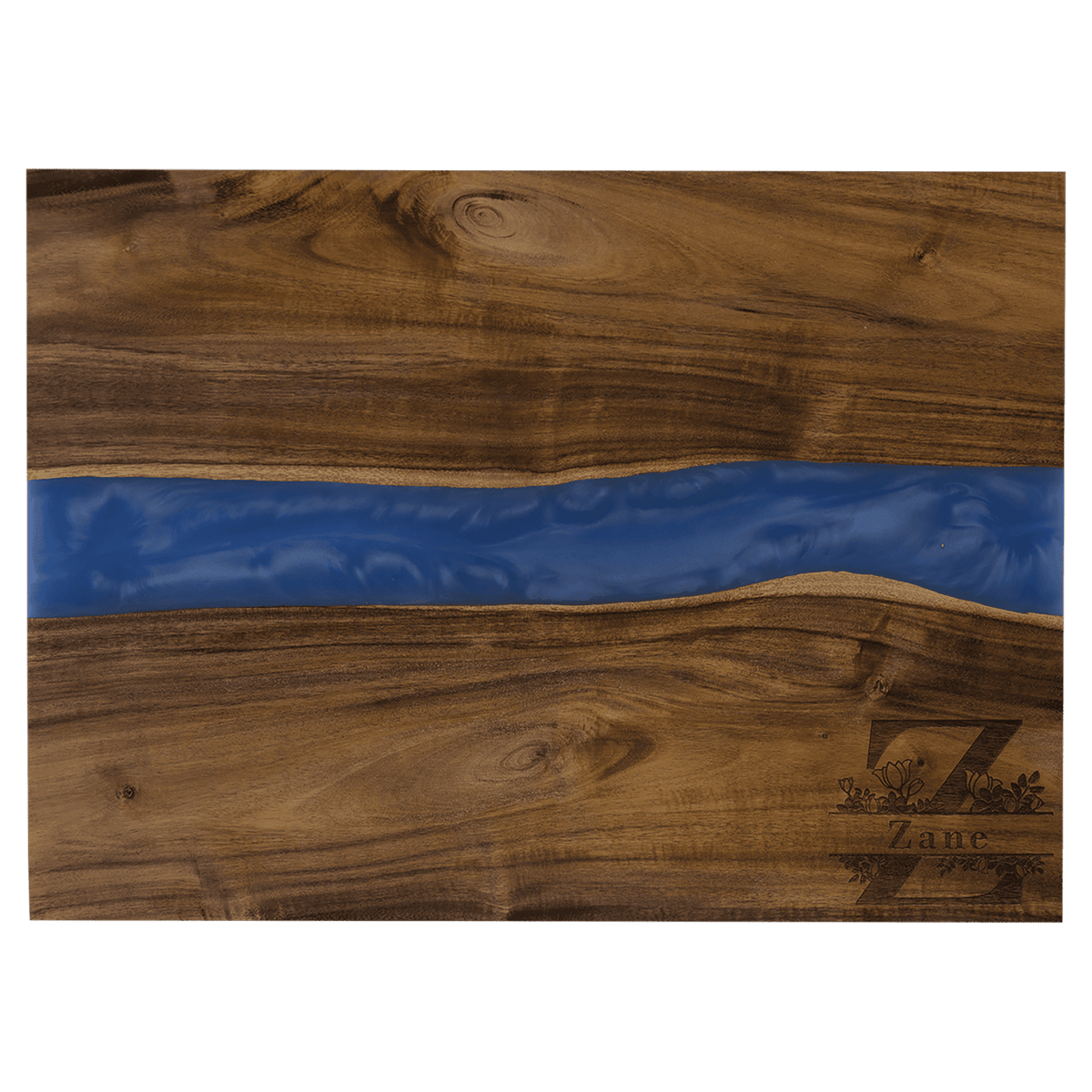 Acacia and blue resin charcuterie board, 15 x 11.75 inch