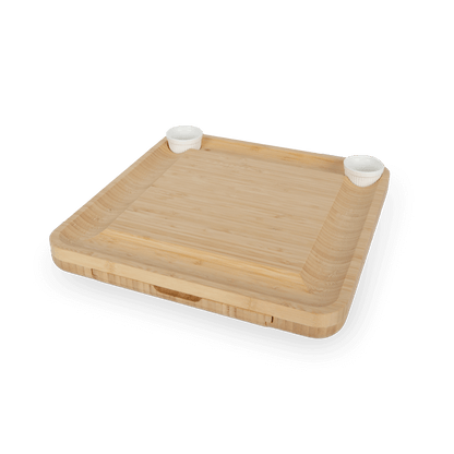 Blank bamboo cheese board with the cutlery drawer closed