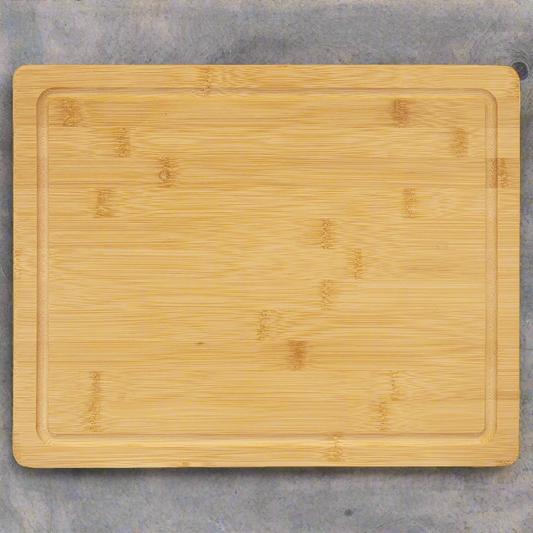 13 3/4 x 11 inch bamboo cutting board with drip ring for custom engraving – view 2