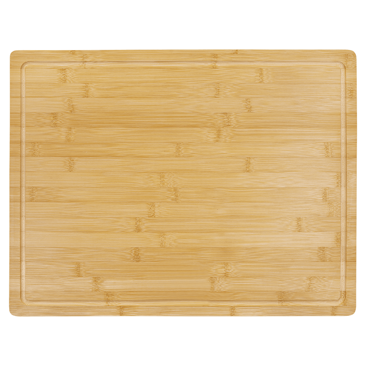 Blank bamboo cutting board with drip ring, top view