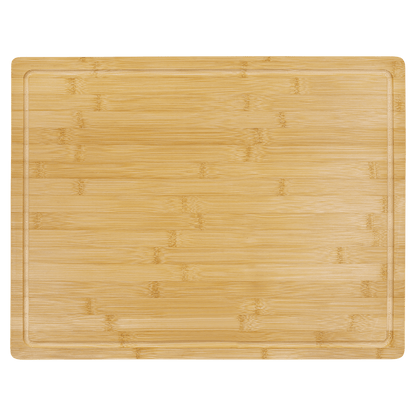 Blank bamboo cutting board with drip ring, top view