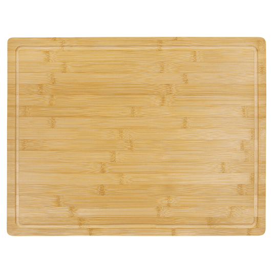 Blank bamboo cutting board with drip ring, top view