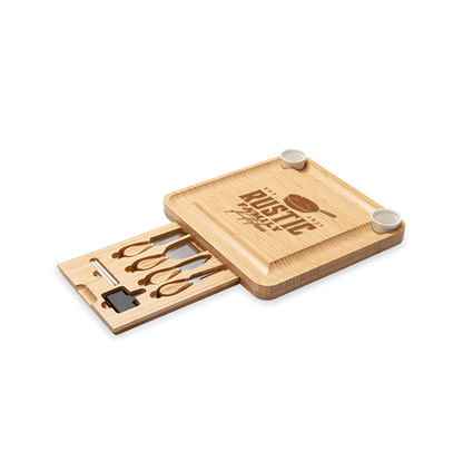 BAMBOO CHEESE BOARD WITH CUTLERY SET