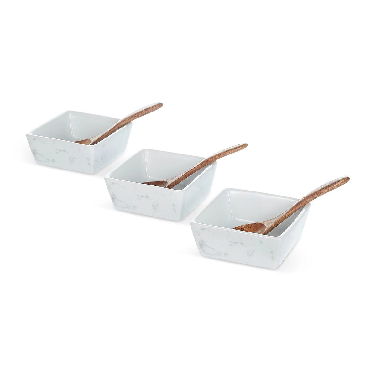 Serving trays and spoons included with the marble charcuterie board set